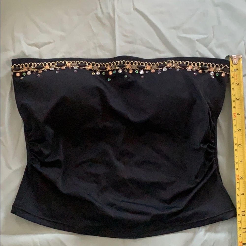 Strapless Black embellished swim top with bra